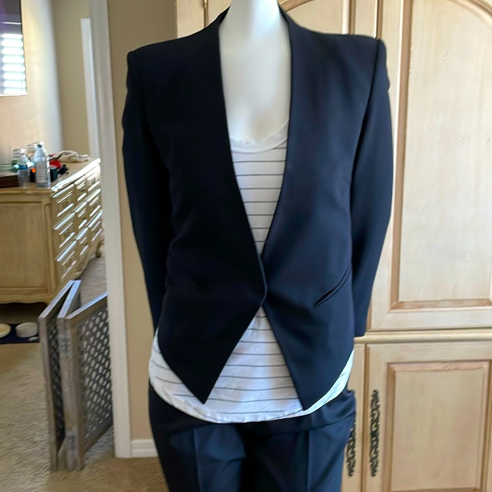 Helmut Lang Crop Jacket Bracelet Sleeve Asymmetrical Back Wool BlazerJacket S EC